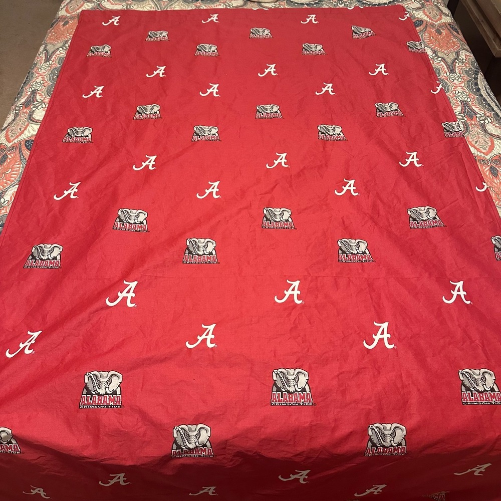 Alabama Crimson Tide Curtain Panel College Covers Red Cotton SET OF 2 Big Logo